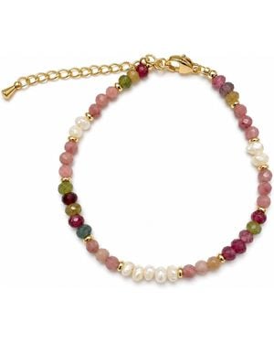 Angel Barocco Multicolour Tourmaline & Freshwater Pearl Beaded Bracelet - Metallic