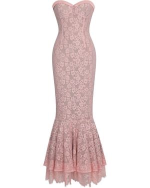 Miss Circle New York Rosalyn Lace Sweetheart Maxi Mermaid Dress - Pink