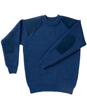 Kinalba Yale Fisherman's Rib Cashmere Crew Neck Sweater - Blue