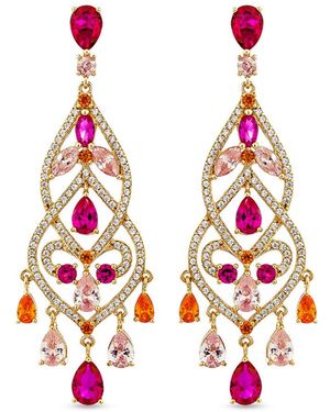 SALLY SKOUFIS Chandelier Earrings With Made Ruby - White