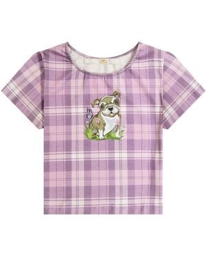 Cloud Haven Plaid Sweet Bulldog Tee - Purple
