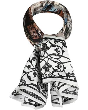 Merlenne Silk Scarf With A Print - Black