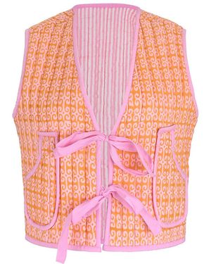 Echo of Pink Masie Reversible Hand Block Print Cotton Crop Quilted Jacket - Pink