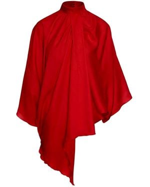 BLUZAT Asymmetric Elegant Blouse - Red