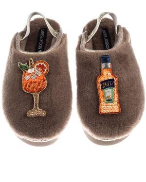 Laines London Neutrals Flatform Cloud Closed Toe Slippers With Summer Spritz Brooches - Brown