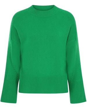 Loop Cashmere Ribbed Detail Lofty Crew Sweatshirt - Green
