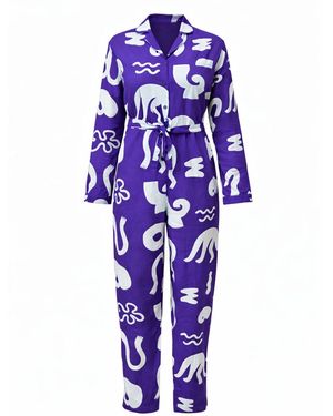 Wild Clouds Organic Cotton & Linen Jumpsuit - Blue