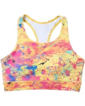 Lilia Munn High Support Racerback Sports Bra– Acid Rain Print - Yellow