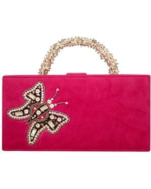 Richa Sharma Luxurious Handcrafted Lush Velvet Mini Briefcase Bag - Pink
