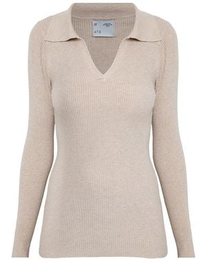 Ats the Label Neutrals Vesper Creme Ribbed Knit Top - Natural
