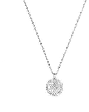 Seven Saints Sri Yantra Supreme Manifestor All Gender Necklace, Rhodium - Metallic