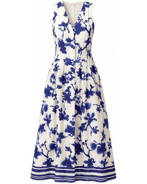 Exquise Zeta Sleeveless V Neck Midi Dress - Blue