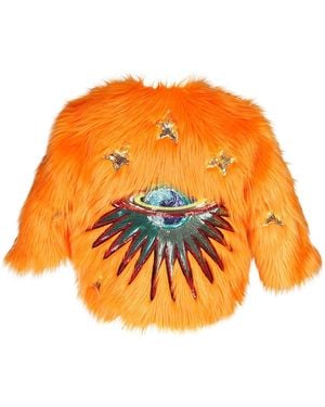 Jennafer Grace Planet Queen Orange Faux Fur Jacket