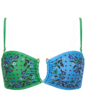 Jessie Zhao New York Polka Bloom Reversible Bandeau Top - Blue