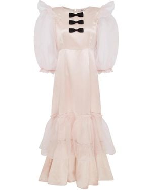 Lisa The Label Bow Belle Silk Cloud Puff Dress - Pink