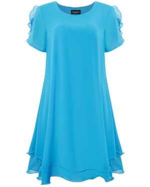 James Lakeland Short Sleeve Wave Hem Dress - Blue