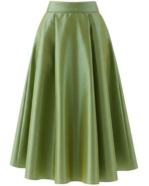 IZABELA MANDOIU Light Taffeta Midi Skirt - Green
