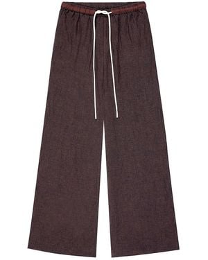 DU & BERRY Sojourn Linen Wide Leg Pants - Brown