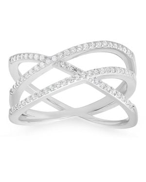 Kylie Harper Sterling Criss-Cross Diamond Cz Ring - Metallic