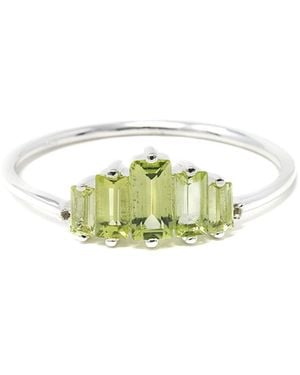 NASI SILVER Aaliyah Baguette Ring- Peridot & Topaz - Green
