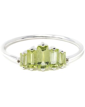 NASI SILVER Baguette Aaliyah Ring- Peridot & Topaz - Green