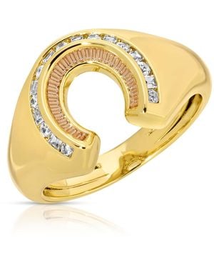 Glamrocks Jewelry Good Fortune Horseshoe Signet Ring - Metallic