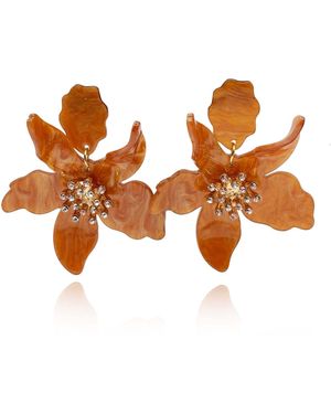 Michael Nash Jewelry Aurelia Caramel Floral Resin Drop Earrings - Orange