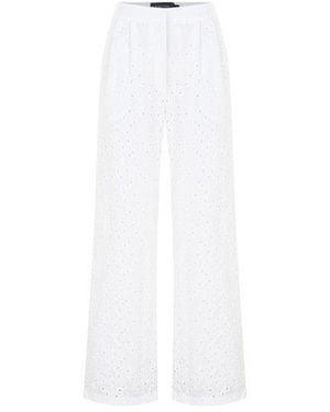 Exquise Broderie Anglaise Fabric Trousers - White