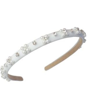 2KStyle Belladonna Faux Pearl And Crystal Hand-Embellished Satin Headband - Metallic