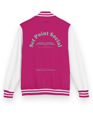 Anchor and Crew Hot & Set Point Social Volleyball Club League Cotton Varsity Letterman - Pink