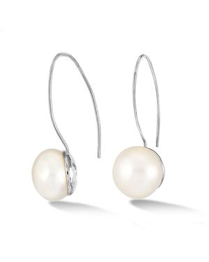 Dower & Hall Long Luna Pearl Earrings - White