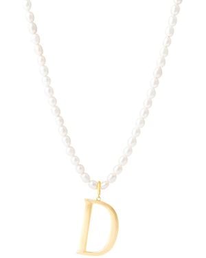 Chiara Tedeschi Jewellery Your Pearl Necklace Initial Charm - Metallic