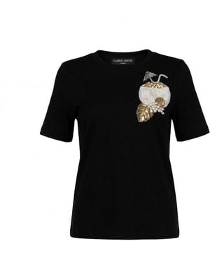Laines London Laines Couture Embellished Pina Colada T-Shirt - Black