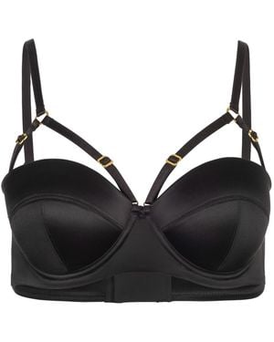 Black Heart Lingerie Convertible Silk Longline Bra - Black