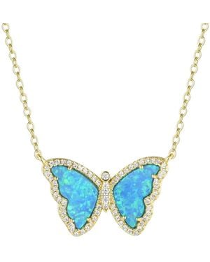 KAMARIA Opal Butterfly Necklace With Crystals - Blue