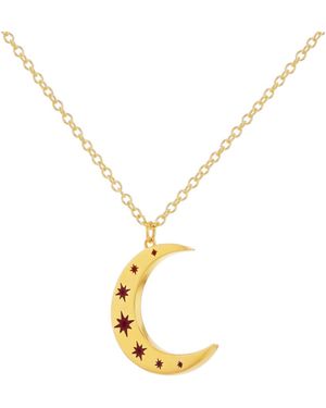 True Rocks Crescent Moon Pendant With Scarlet Stars - Metallic
