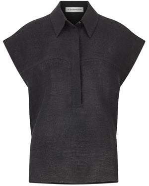 The Summer Edit Blair Luxe Linen Shirt - Black