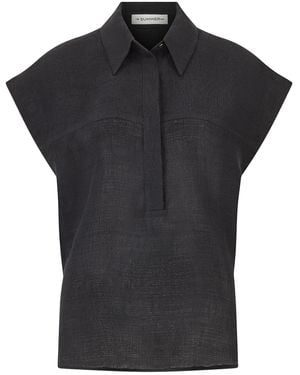 The Summer Edit Blair Luxe Linen Shirt - Black