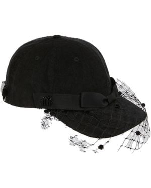 Misa Harada Millinery Gigi Veiled Baseball Cap - Black