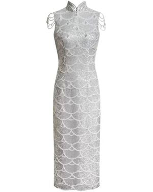 Jiaying Wang Wjy Studio London Embellished Elegant Pearl Dress Wedding - Gray