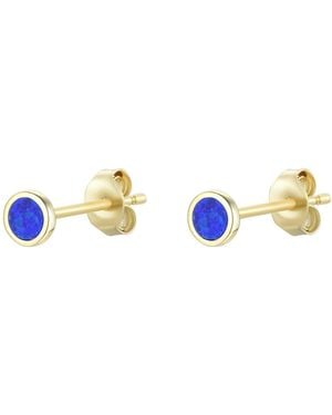 KAMARIA Mini Round Opal Stud Earrings - Blue