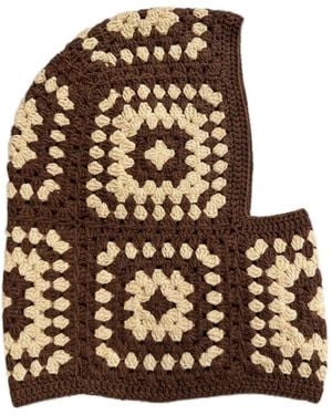 Ana Chic Chocolate Granny Square Handmade Crochet Balaclava - Brown