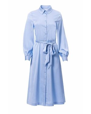Carloslines Button Down Long Sleeve Shirt Dress - Blue