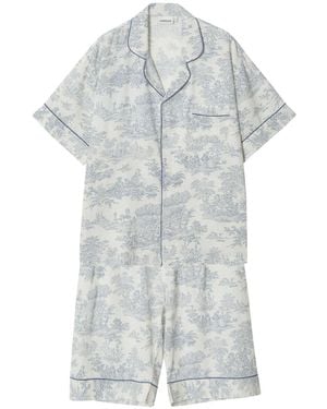 Luna Luz Elise Rayon-Cotton Short Sleeve Pajama Set - Gray
