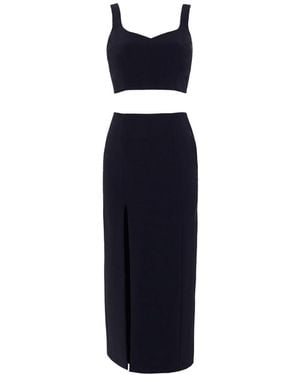 Nomi Fame Noara Midi Front Slit Skirt Set - Blue