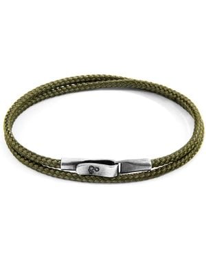 Anchor and Crew Khaki Green Liverpool Silver & Rope Bracelet