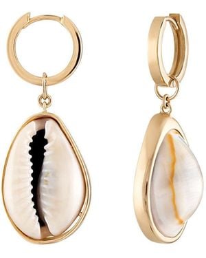 Zigleys Cowrie Cuffed Earrings With Band - Metallic