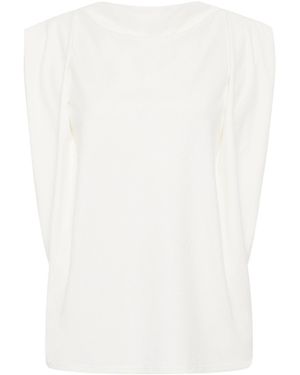 Lendrop Studios Camillia Draped Organic Cotton T-Shirt - White