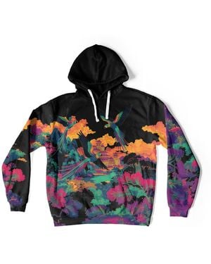 Aloha From Deer Asian Parrots Oversize Hoodie - Blue