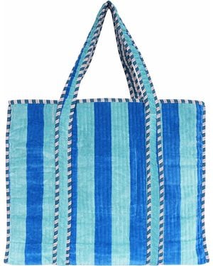 Conscious Yoga Collective The Striped Velvet Tote - Blue